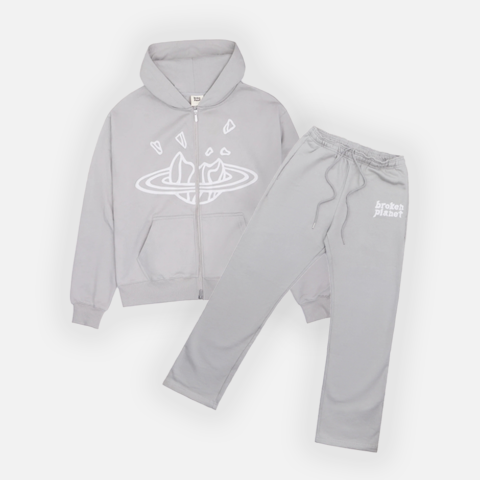 Broken Planet Zip Up 2.0 Tracksuit - Stone Grey