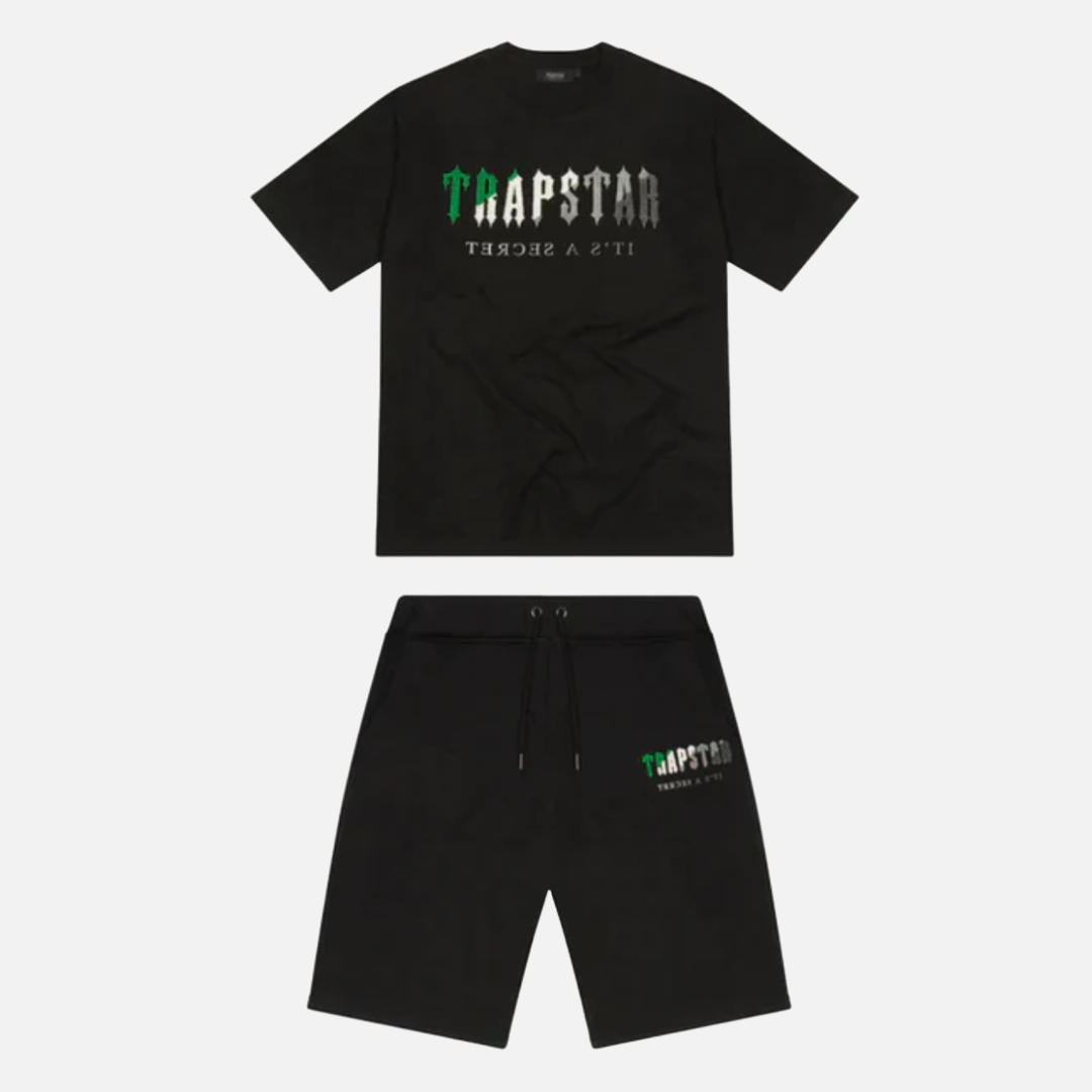 Trapstar Chenille Decoded Short Set - Green/Black