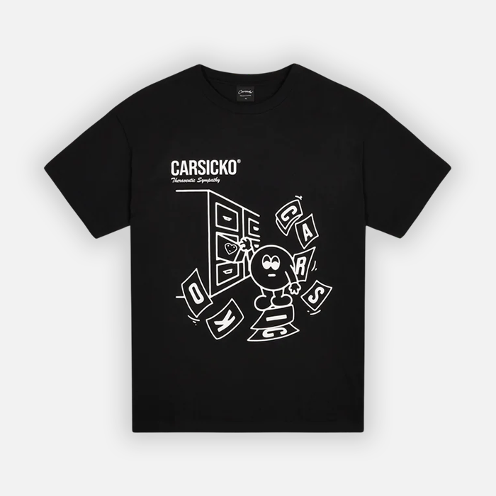 Black Carsicko T-shirt with 'Locker' design on the front.