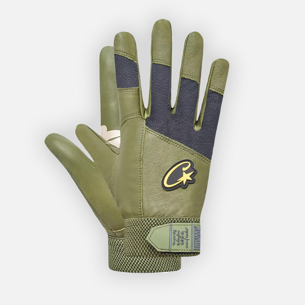 Corteiz Leather Gloves - Gutta Green