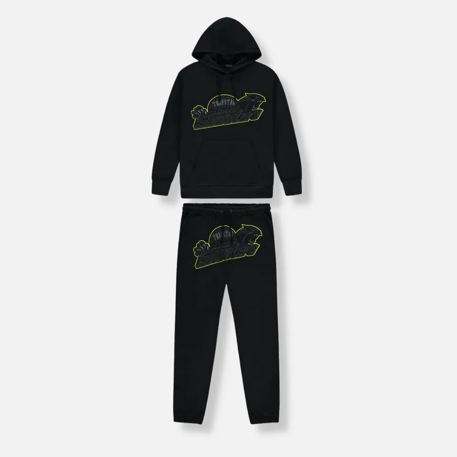 Trapstar Shooters Hooded Tracksuit - Black/Lime
